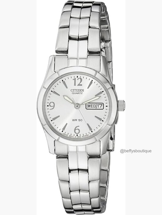 Citizen Quartz Wrist Watch Stainless Steel Band Day Date Luminous main image 4